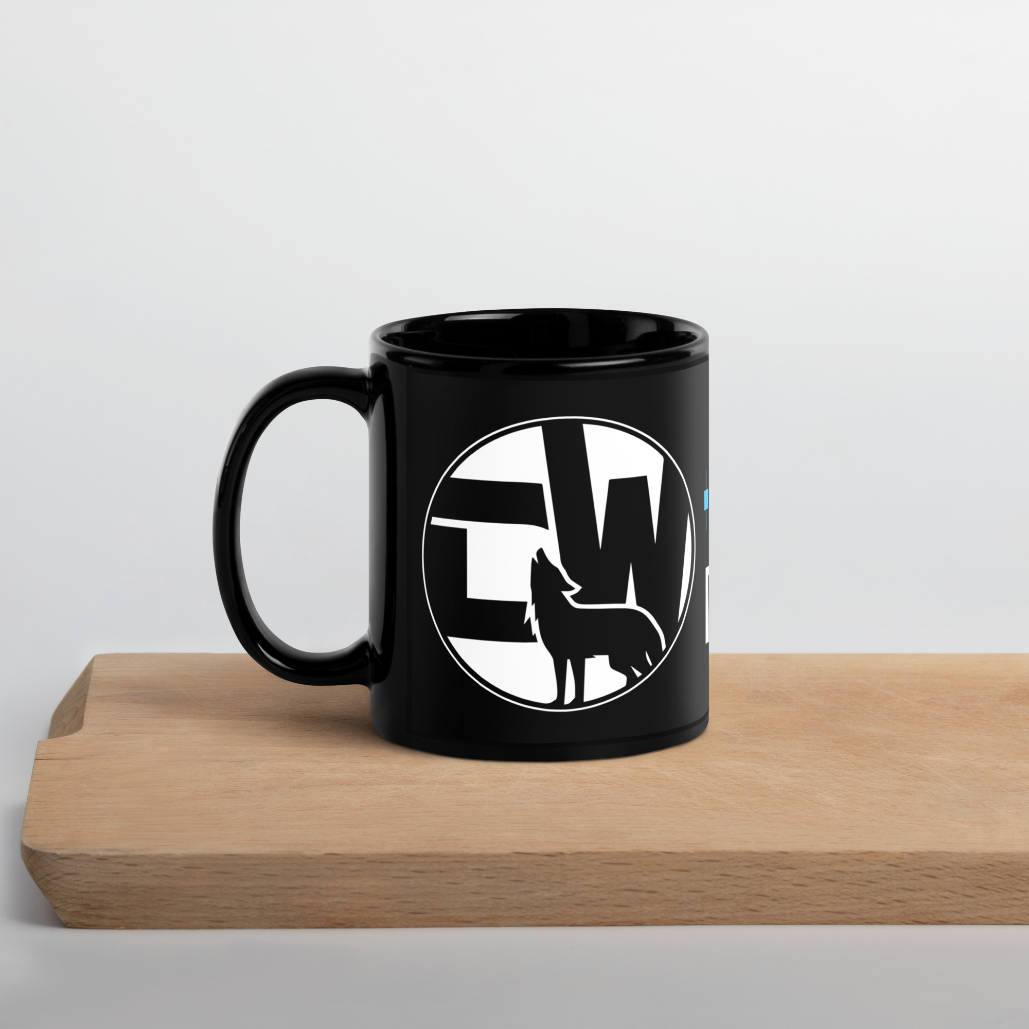 Nordic Alpha White Logo Black Glossy Mug - Image 12