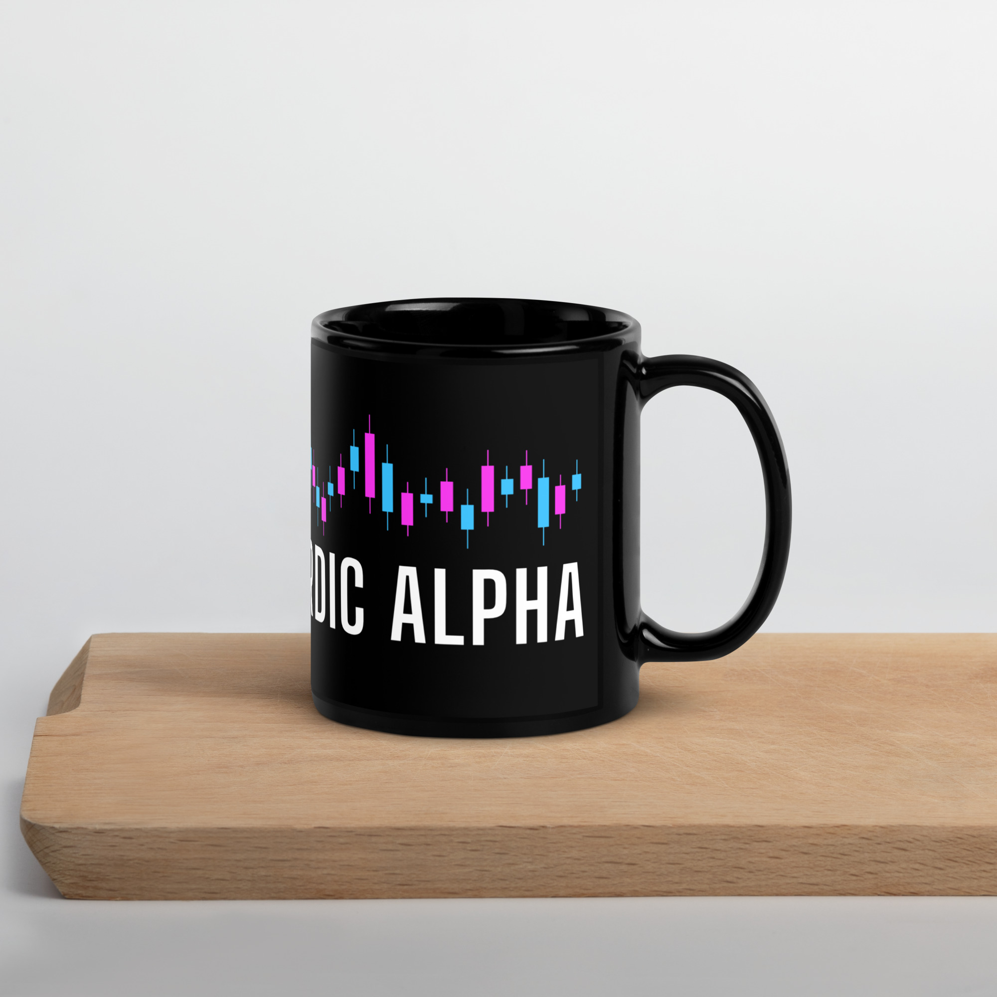 Nordic Alpha White Logo Black Glossy Mug - Image 13
