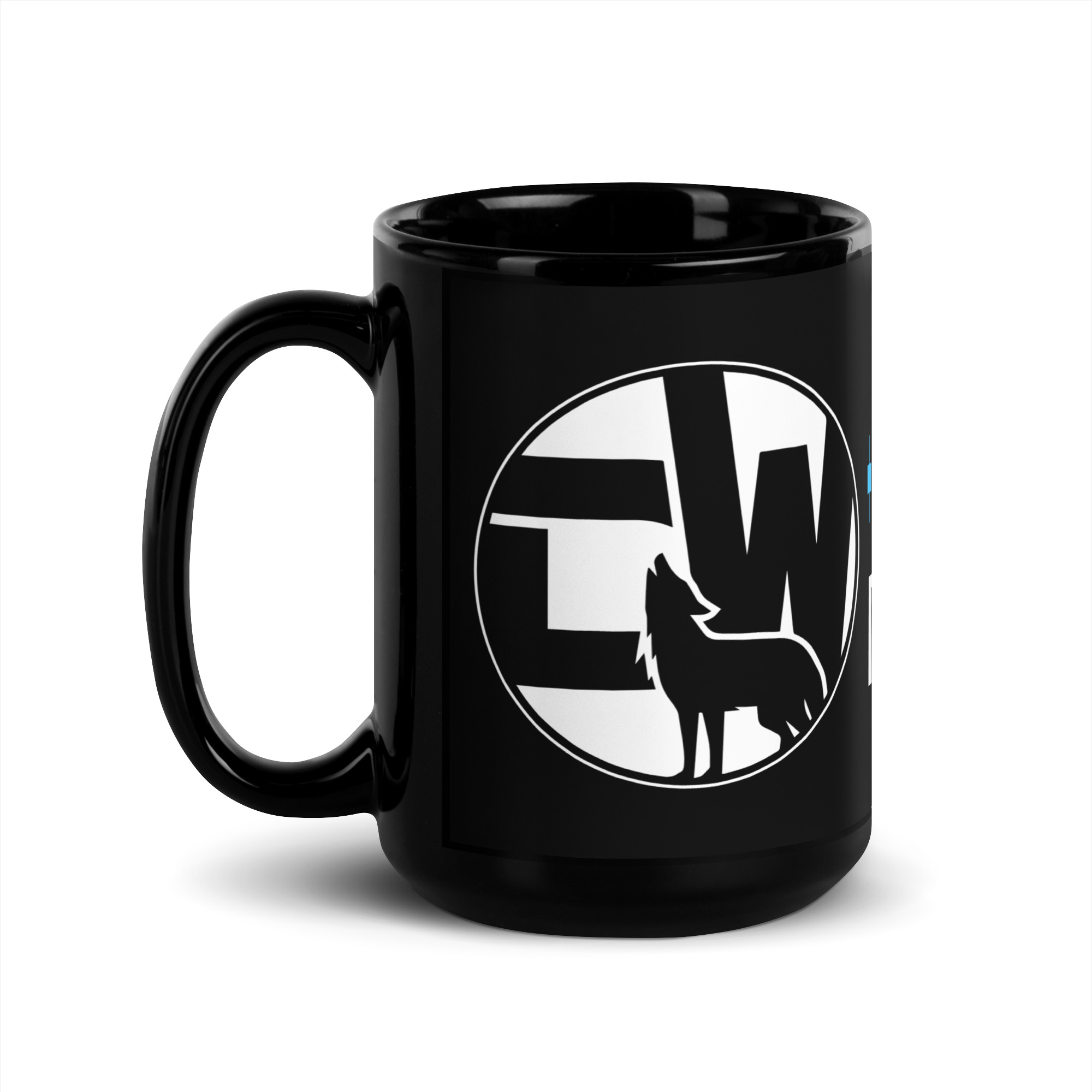 Nordic Alpha White Logo Black Glossy Mug - Image 7