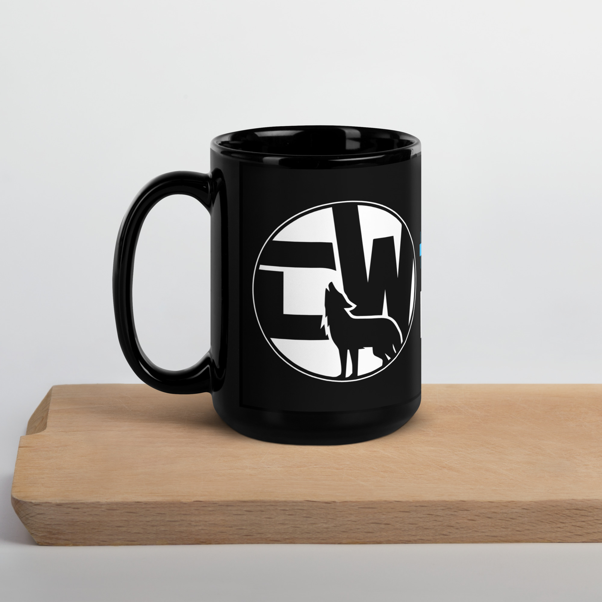 Nordic Alpha White Logo Black Glossy Mug - Image 15