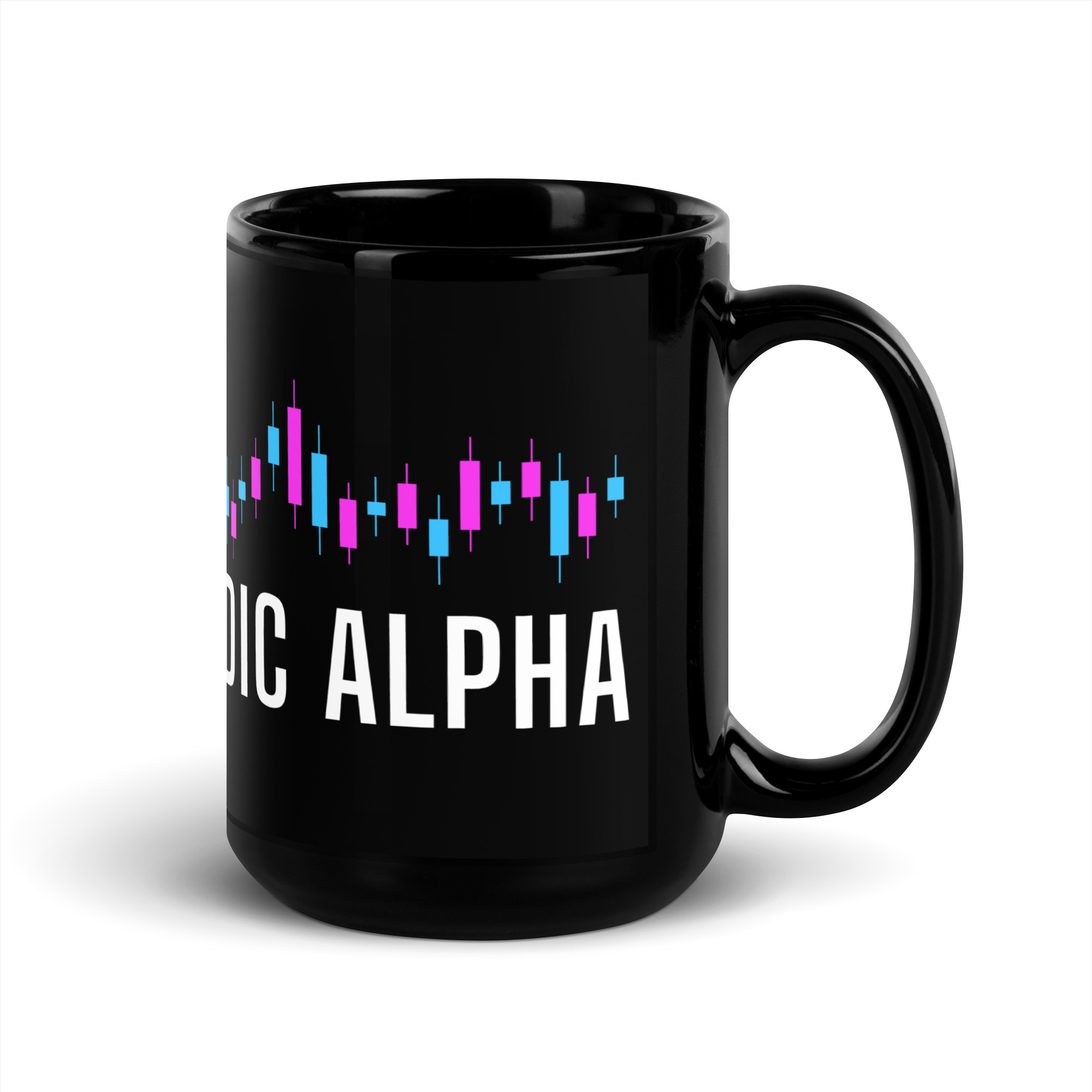 Nordic Alpha White Logo Black Glossy Mug - Image 5