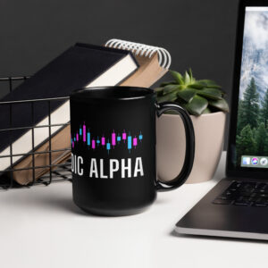 Nordic Alpha White Logo Black Glossy Mug