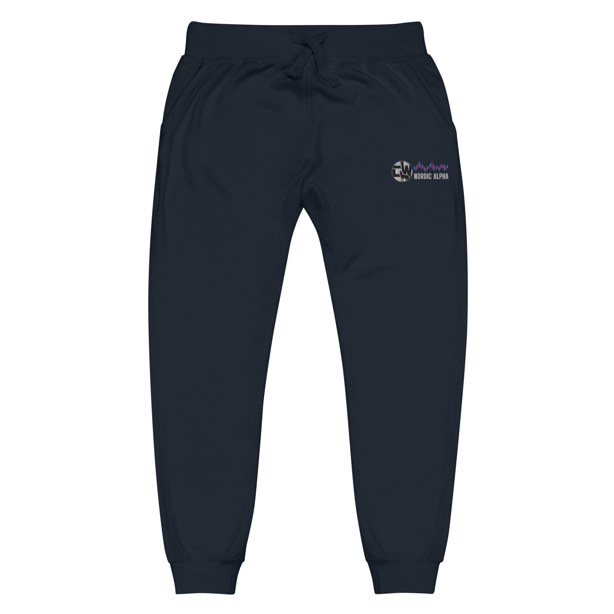 Nordic Alpha White Logo Embroidered Unisex fleece sweatpants - Image 3